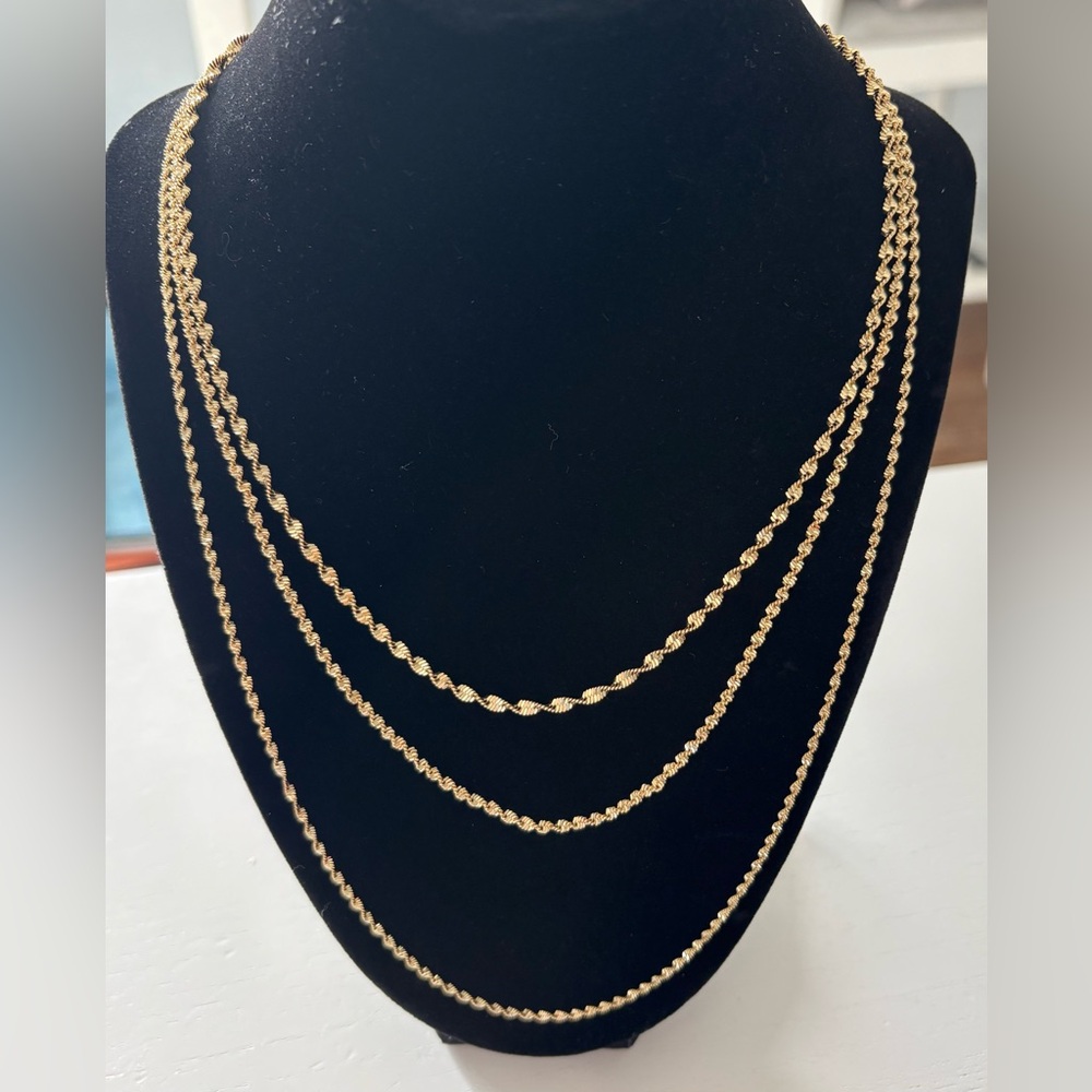 3 Beautiful 14k filled chain necklaces in 3 lengths-water & tarnish proof!